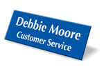 Low cost engraved name badges can be personalized online.