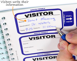 Visitors write their information