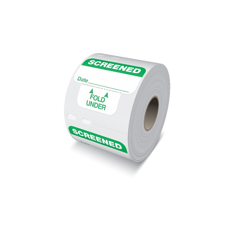 Expiring Screened Sticker, 2 Rolls of 500 Stickers with Fold Under Tab & Date