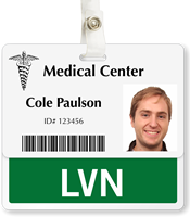LVN Horizontal Nurse ID Badge Buddy with Green Border by Specialist ID Sold Individually